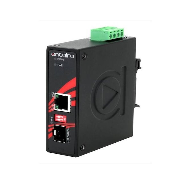 Compact Industrial Gigabit PoE+ Ethernet-to-Fiber Media Converter